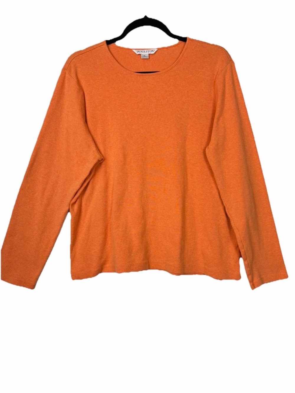 Women’s Pendleton Bright Orange Ribbed Knit‎ Crew Minimal Classic 100% cotton XL